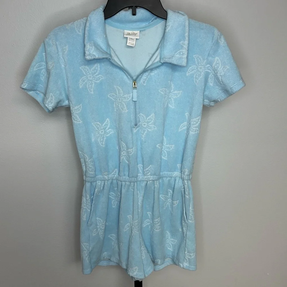 Lilly Pulitzer Girls' Mini Katerini Romper Hydra Blue Seaing Stars‎ Size XL